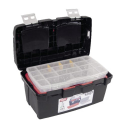 Įrankių dėžė 295x500x270 mm, juoda/raudona polipropileno, 5 skyriai, 500-E, Tayg 166006TAY