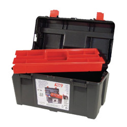 Įrankių dėžė 235x445x230 mm, juoda/raudona polipropileno, 2 skyriai, 30 vnt., gamintojas „Tayg 130007TAY“