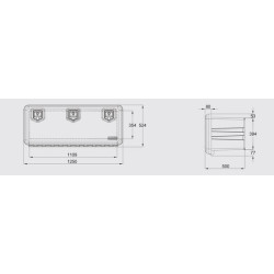 Įrankių dėžė 522x1250x500mm, 190l talpa, juodas plastikas, Welvet 81009, Daken DK81009