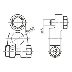 Akumuliatoriaus gnybtas su M8 varžtu, neigiamas BA822