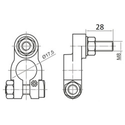 Akumuliatoriaus gnybtas, srieginis, M8, ilgis 28, teigiamas BA5001