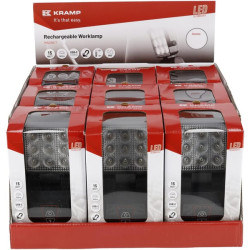 Įkraunamas ekrano rankenos LED darbinis apšvietimas, baltas/oranžinis, 9 didelės galios LED, su sieniniu laikikliu (9 vnt.) LA83