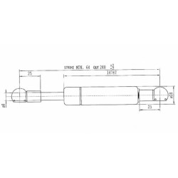 Case - IH CX70 CA551244 Dujinis statramstis L248mm 350N Stabilus