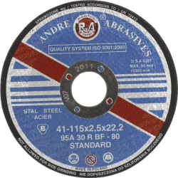 Pjovimo diskas plienui Andre, plokščias 115 x 2,5 x 22 1861161120