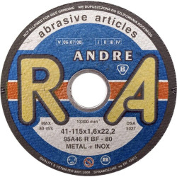 Pjovimo diskas plienui Andre, plokščias 115 x 1,6 x 22 1861161320