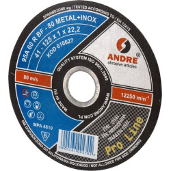Pjovimo diskas plienui Andre, plokščias 125 x 1 x 22 1861162310