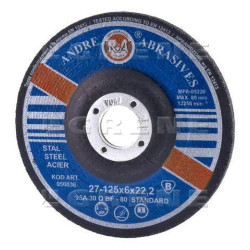 Plieninis šlifavimo diskas Andre, įgilintas 125 x 6 x 22 1861162260