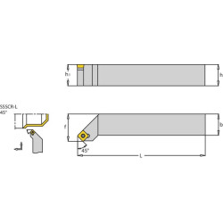Sukamasis laikiklis, dešinysis 45° SSSCR SSSCR1616H09