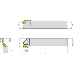 Sukamasis laikiklis, dešinysis 90° PTGNR PTGNR2525M16