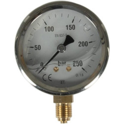 Manometras Ø63 0–250 bar 1/4 colio apačia MA63250L04SSGF