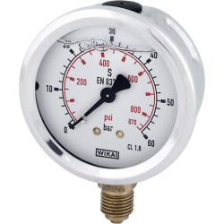 Glicerino manometras 63 mm 60 bar, montuojamas apačioje B711W063060D