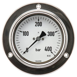 Manometras Ø100 0–60 bar 1/2 colio, montuojamas ant skydelio MA10060P08SS