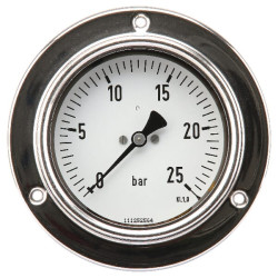 Manometras Ø100 0–25 bar 1/2 colio, montuojamas ant skydelio MA10025P08SSGF