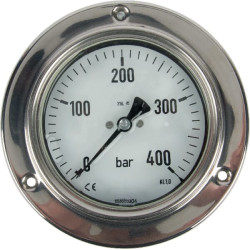 Manometras 7216 Ø100mm 0-400, montuojamas ant skydelio MA100400P08SS