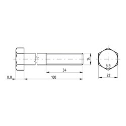 Šešiakampis varžtas DIN931 M14x100 plienas 8.8 Kramp 02101410088