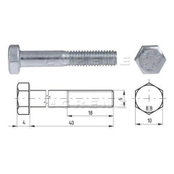 Pussrieginis varžtas, cinkuotas, 8.8 klasės, 6 x 40 021006040