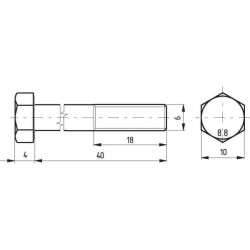 Pussrieginis varžtas, cinkuotas, 8.8 klasės, 6 x 40 021006040