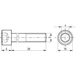Cinkuotas šešiakampis varžtas, 8.8 klasės, 6 x 28 030506028