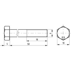 Pussrieginis varžtas, cinkuotas, 8.8 klasės, 6 x 50 021006050