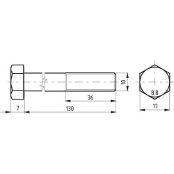 Pussrieginis varžtas, cinkuotas, 8.8 klasės, 10 x 130 021010130