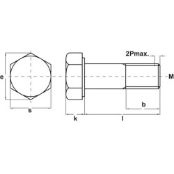 Didelio stiprumo varžtas DIN6914 M16x115 plienas, karštai cinkuotas, 10.9 Kramp 691416115109TV