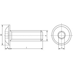 Plokščias apvalus šešiakampis varžtas M12x20 10.9 ZP ISO7380ULF1220109