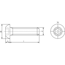 Varžtas RH M8x30 Torx kaištis S.S-A2 ISO7380TP830RVSB