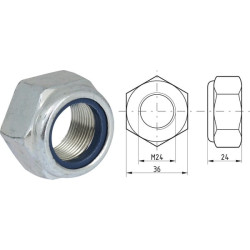 Šešiakampė fiksavimo veržlė DIN985 M24x2.00, cinkuota plienas |8| Kramp 985242