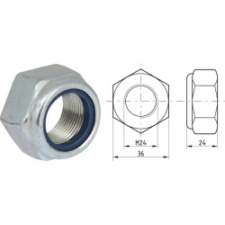 Šešiakampė fiksavimo veržlė DIN985 M24x1,50 cinkuota plieninė |8| Kramp 9852415