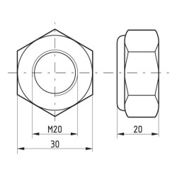 Šešiakampė fiksavimo veržlė DIN985 M20x1,50 cinkuota plieninė |8| Kramp 9852015