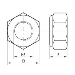 Šešiakampė fiksavimo veržlė DIN985 M8x1,25, cinkuota plieninė |8| Kramp 9858