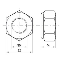 Šešiakampė fiksavimo veržlė DIN985 M14x2.00, cinkuota plienas |8| Kramp 98514