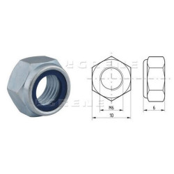 Šešiakampė fiksavimo veržlė DIN985 M6x1.00, cinkuota plienas |8| Kramp 9856