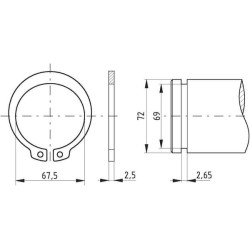 Išorinis fiksavimo žiedas 72x2,5 mm DIN471, plienas Kramp 1115150072