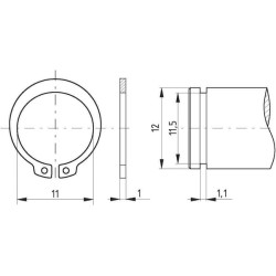 Išorinis fiksavimo žiedas 12x1mm DIN471 plienas Kramp 1115150012