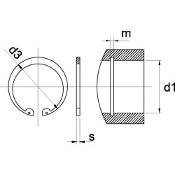 Vidinis žiedas 27x1,2 mm DIN472, plienas Kramp 47227