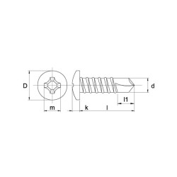 Savisriegis varžtas 4,2x13 mm PH2 pusapvalė galvutė, DIN 7504 Kramp 7504N4213P200