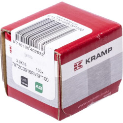 Savisriegis varžtas, griovelis 3,9x16 mm, įleidžiama 1 mm galvutė, nerūdijantis plienas, DIN 7972 Kramp 7972C3916RVSP100