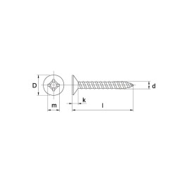 Savisriegis varžtas 4,8x25 mm PZ2 įleidžiama galvute, nerūdijantis plienas, DIN 7982C Kramp 7982C4825RVSP100