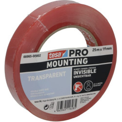 Tvirtinimo juosta PRO skaidri 25mx19mm T669650000200