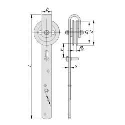 Vartų ritinėliai, ketaus, 90 mm, laisvi TB11330439
