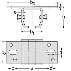 Dvigubas stogo laikiklis 28x30mm TB333030