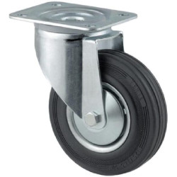 Pasukamas ratukas, guminis ratas: Ø200x50mm, plokštelės tvirtinimas: 137x105mm. Apkrova: 205kg, Tente 3470DVR200P63.