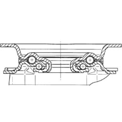 Pasukamas ratukas, guminis ratas: Ø200x50mm, plokštelės tvirtinimas: 137x105mm. Apkrova: 205kg, Tente 3470DVR200P63.