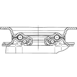 Pasukamas ratukas, guminis ratas: Ø125x37mm, plokštelės tvirtinimas: 105x85mm. Apkrova: 100kg, Tente 3470DVJ125P62.