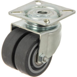 Pasukamas ratukas, guminis ratas: Ø50x19mm, viena varžto skylė, 60x60mm. Apkrova: 60kg, Tente 2970PJP050P40.