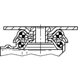 Pasukamas ratukas, guminis ratas: Ø75x25mm, viena varžto skylė, 77x67mm. Apkrova: 100kg, Tente 2970PJP075P50.