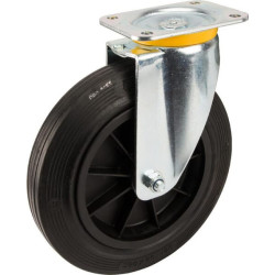 Pasukamas ratukas, guminis ratas: Ø250x50mm, plokštelės tvirtinimas: 137x105mm. Apkrova: 295kg, Tente 4680PVR250P63.