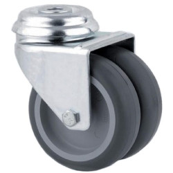 Pasukamas ratukas, guminis ratas: Ø75x25mm, viena varžto skylė, apkrova: 100kg, Tente 2970PJP075P3010