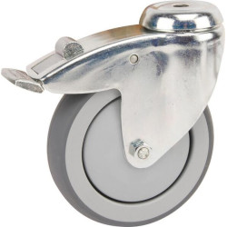Pasukamas ratukas, guminis ratas: Ø125x32mm, su stabdžiu, viena varžto skylė, apkrova: 100kg, Tente 2477PJP125P3011